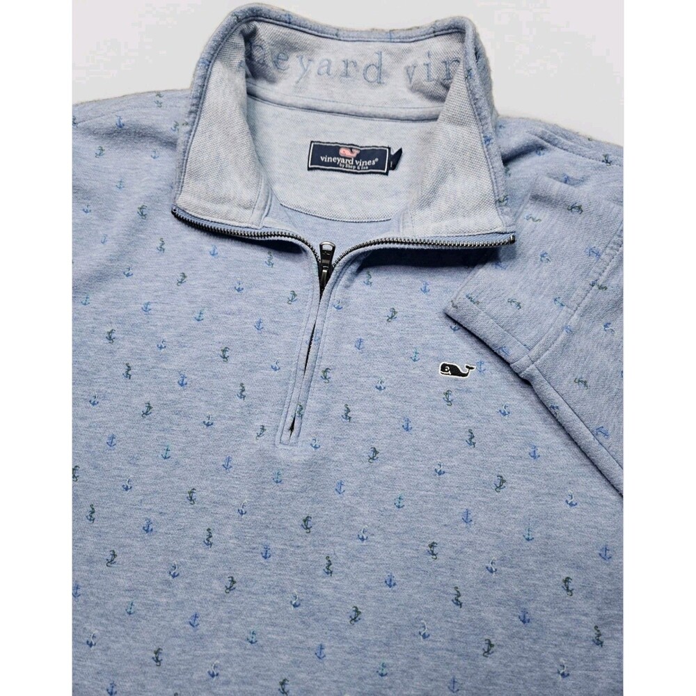 Vineyard Vines Whale Size XL Nautical Anchor All Over Print  1/4 Zip Pullover
